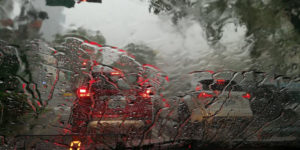 走行中の大雨